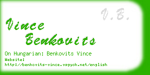 vince benkovits business card